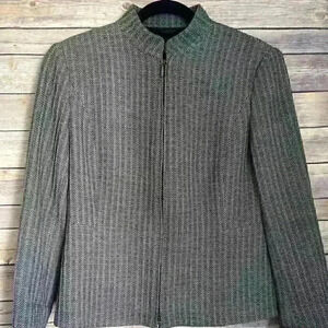 Zanella Platinum Gray Black Zipper Long Sleeve Jacket Blazer Size 6
